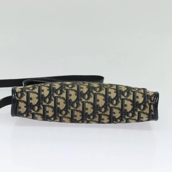 Christian Dior Trotter Canvas Shoulder Bag Navy Gold Auth 123224 - Picture 7 of 16